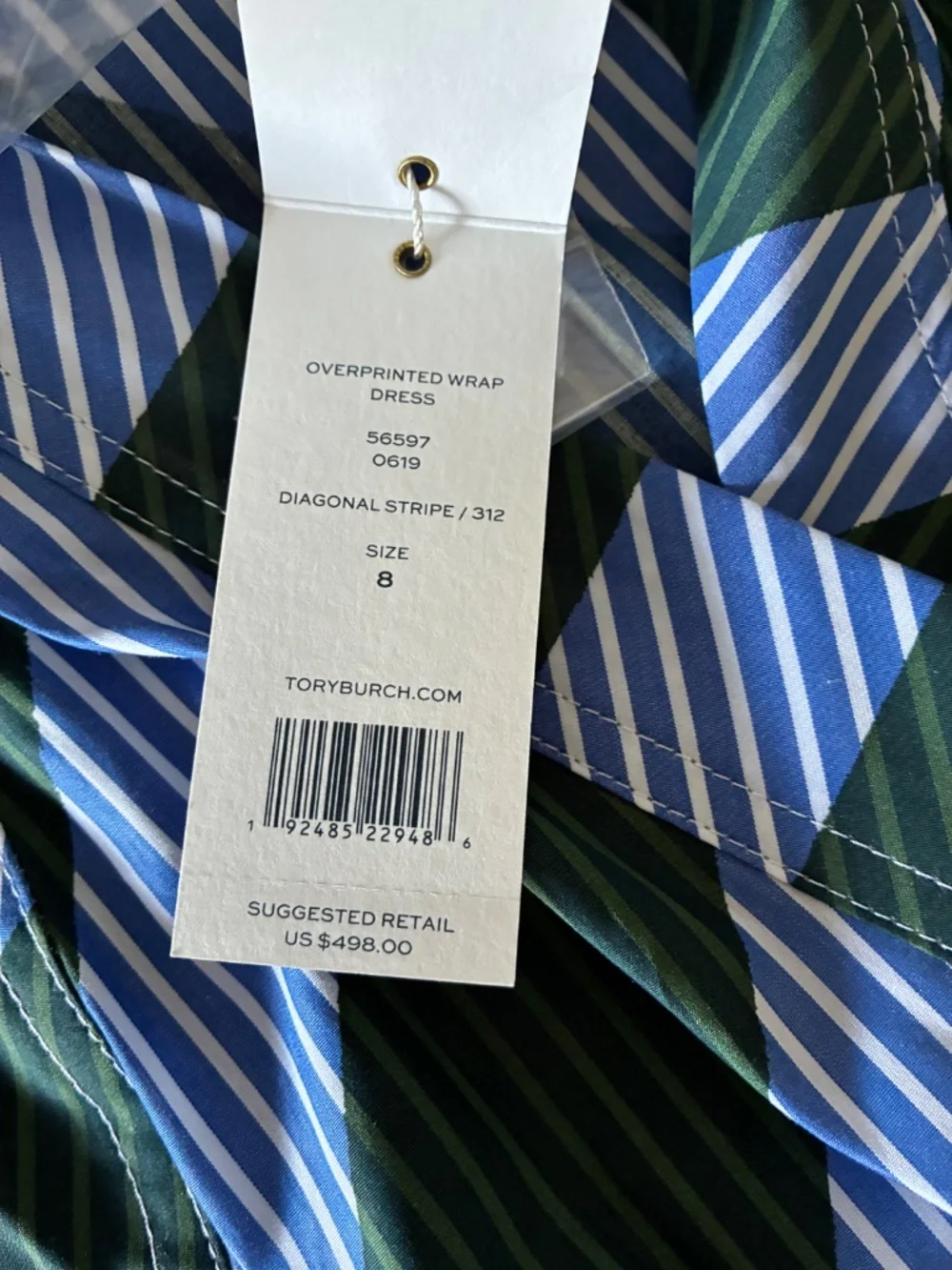 $498 NWT Tory Burch Overprinted Wrap Dress 8 M